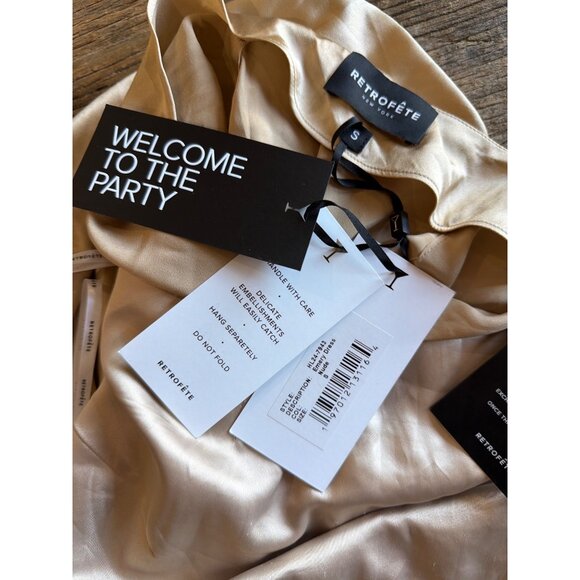 retrofete Emery Silk Crystal Embellished Gown Dress Nude Womens Size Small - Picture 14 of 16